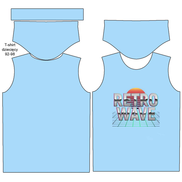 KID’S T-SHIRT - RETRO WAVE / light blue - single jersey (116/122)