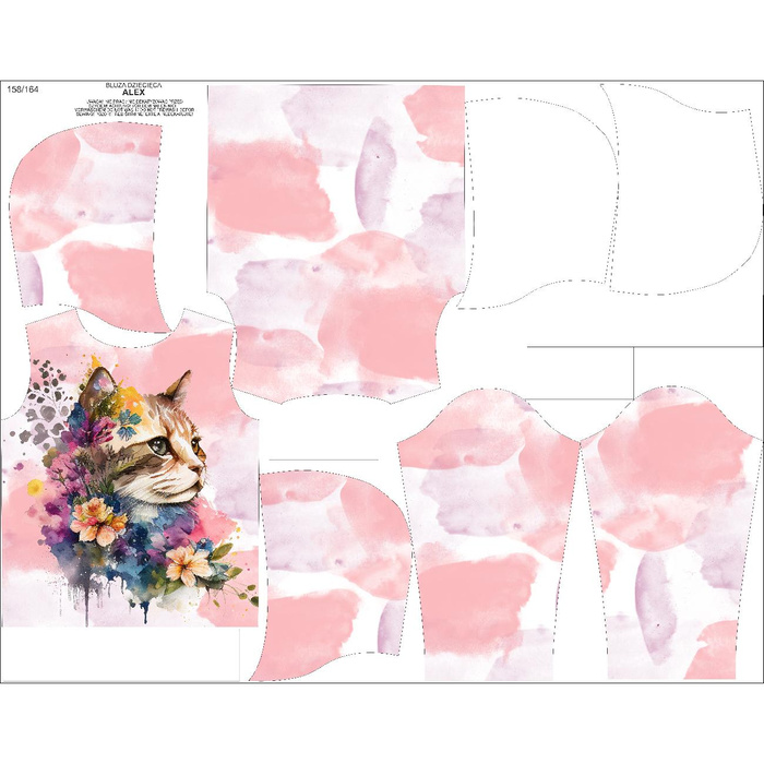 KINDER HOODIE (ALEX) - WATERCOLOR CAT MS. 1 - Sommersweat (98/104)