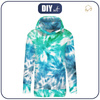BLUZA DAMSKA (MEGI) - DŁUGA Z KAPTUREM - BATIK wz. 1 / niebiesko-zielony -  dzianina pętelkowa XXXL