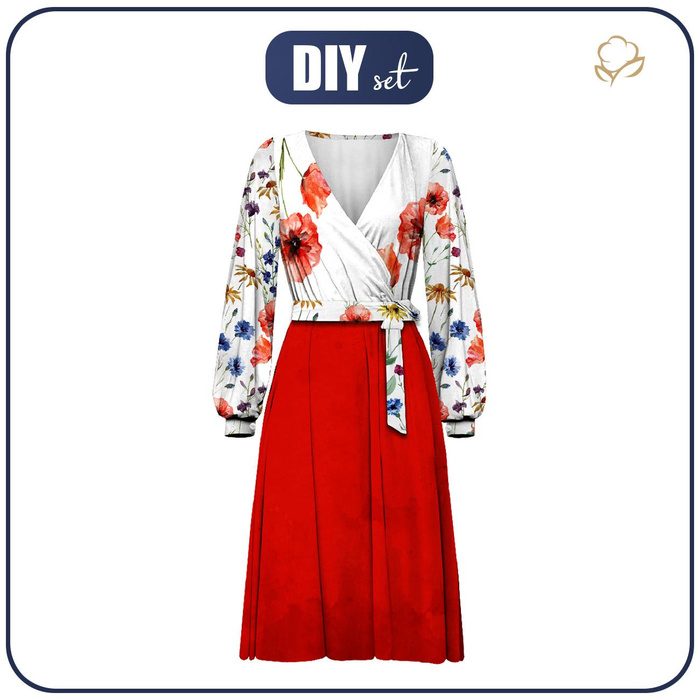 WRAP MIDI DRESS (BIANCA) - FIELD FLOWERS - sewing set S