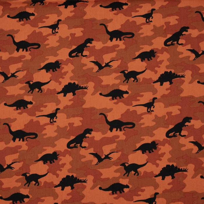 MINI DINO / CAMOUFLAGE ZIEGEL - POPELINE 100% Baumwolle