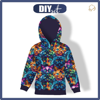 DĚTSKÁ MIKINA S KAPUCÍ (ALEX) - COLORFUL CATS  - Sada šití