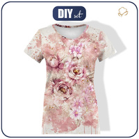 T-SHIRT DAMSKI - WATERCOLOR FLOWERS wz. 6 - single jersey XL