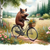 BOAR ON A BIKE PAT. 2 - panel (60cm x 50cm) Cotton woven fabric