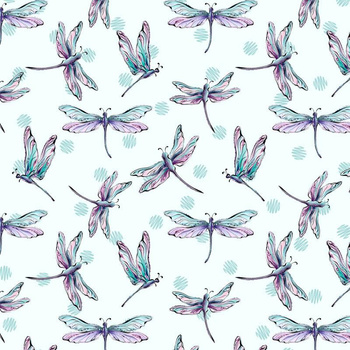 DRAGONFLIES pat. 2 (DRAGONFLIES AND DANDELIONS) - Viscose jersey