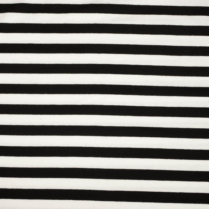 Viskose Jersey - STREIFEN WEIß / SCHWARZ 1,0cm x 1,0cm