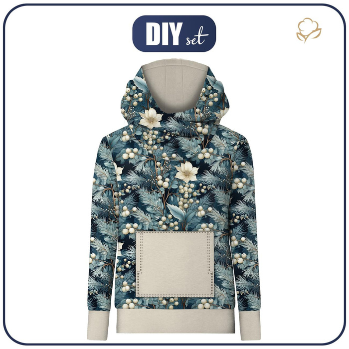 BLUZA Z KAPTUREM UNISEX (HYDRA) - WINTER FLOWERS WZ. 2 - zestaw do uszycia L