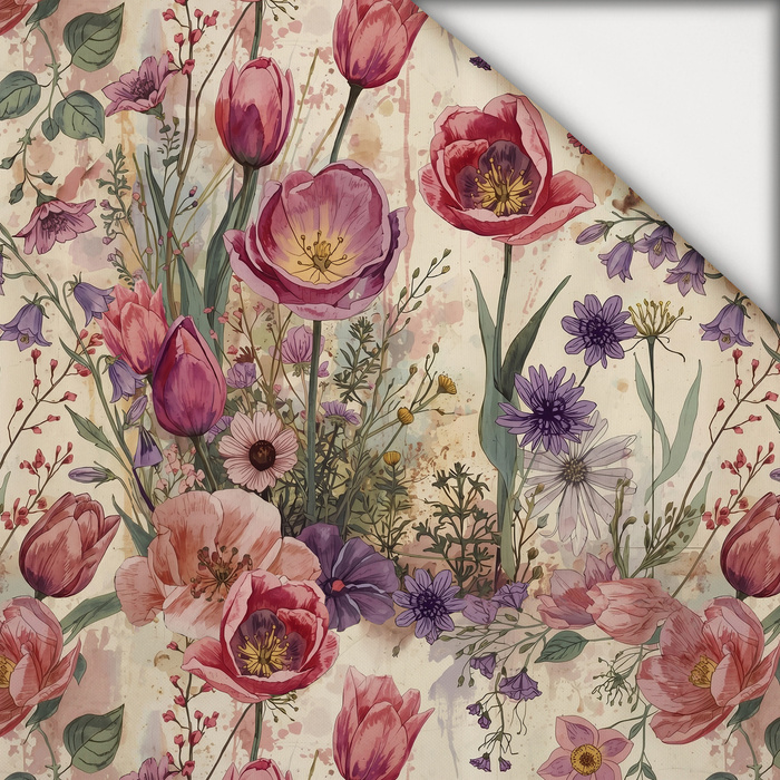 PASTEL FLOWERS WZ. 30 - lekka dzianina drapana