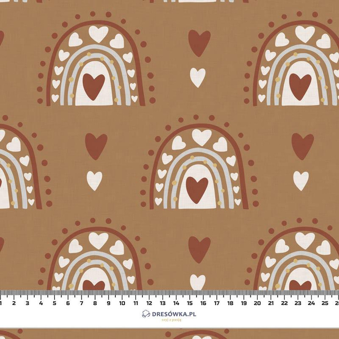 VALENTINESTAG-REGENBOGEN M. 1 / Kaffee (REGENBOGEN UND HERZEN) - Baumwoll Webware