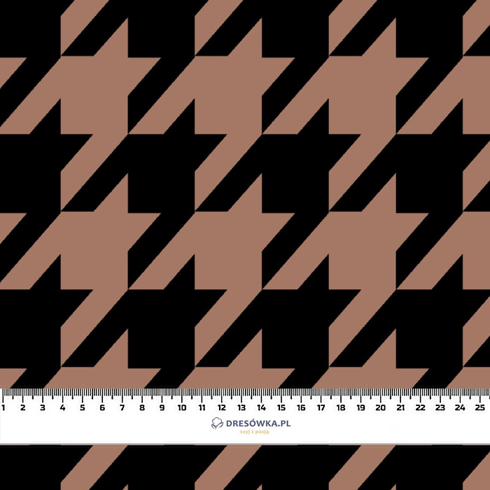 HOUNDSTOOTH / Mocha Mousse  - looped knit fabric with elastane ITY