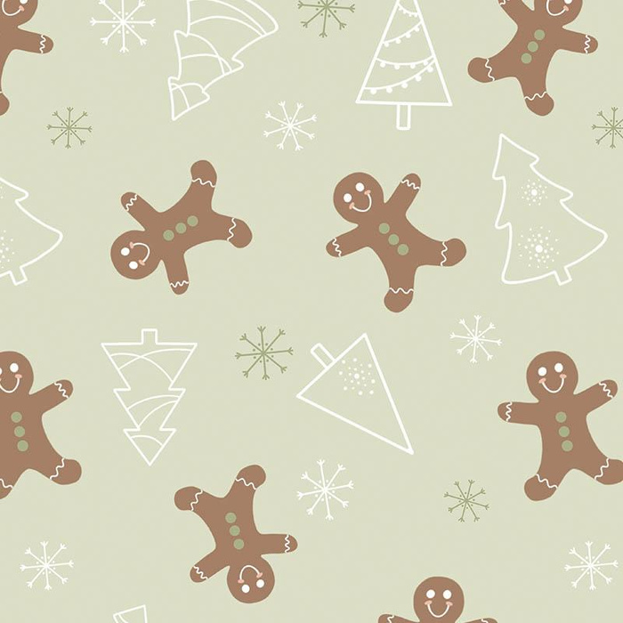 GINGERBREAD MAN (CHRISTMAS GINGERBREAD) / PISTACHIO - Cotton woven fabric