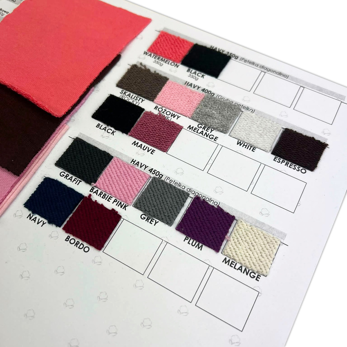COLOR SWATCH BOOK – LOOPED KNIT FABRIC HEAVY