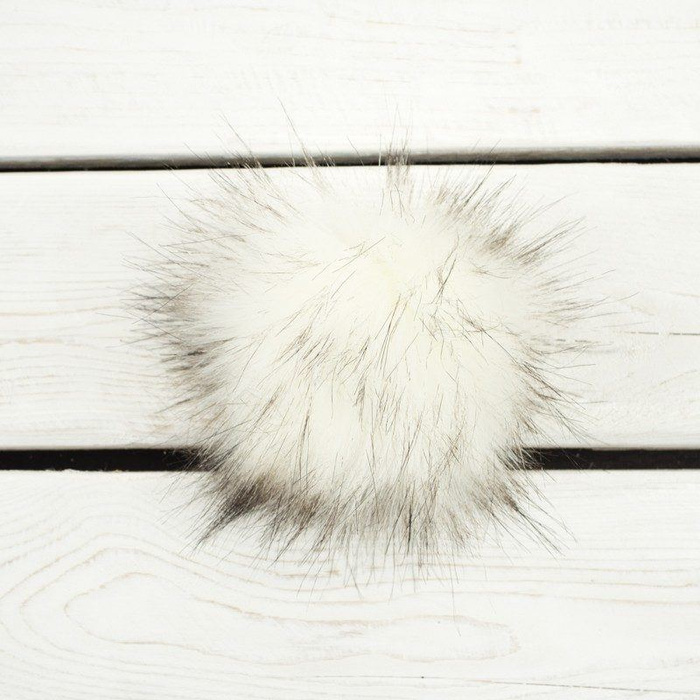 Eco fur pompom 12 cm - melange white