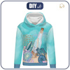 BLUZA DAMSKA (POLA) CLASSIC Z KAPTUREM - LIST W BUTELCE (morski świat) -  dzianina pętelkowa  XL