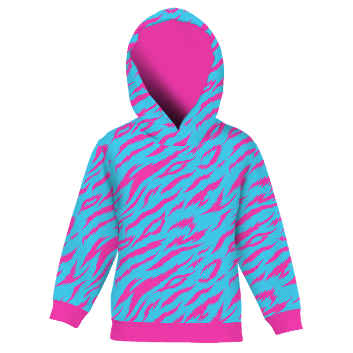 KID'S HOODIE (ALEX) - NEON ZEBRA PAT. 4 - looped knit fabric (110/116)