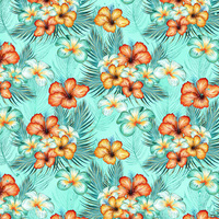 BLUMEN UND PALMEN - bio single jerset mit Elastan  Sommersweat