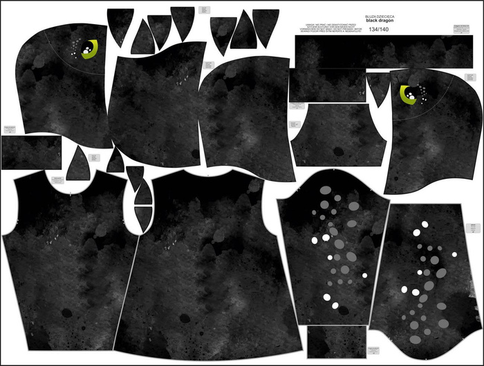 KID'S HOODIE (PARIS) - BLACK DRAGON - sewing set (110/116)