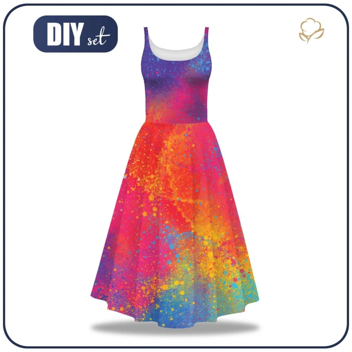 DRESS "ISABELLE" - COLORFUL SPECKS - sewing set XS