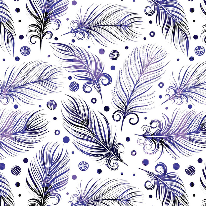 FEATHERS (Very Peri) - looped knit fabric