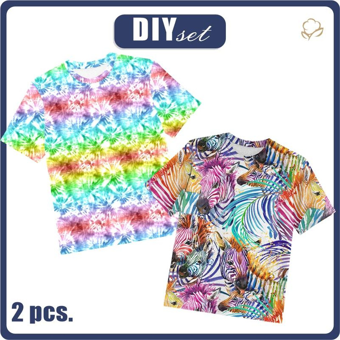 2-PACK - KINDER T-SHIRT - REGENBOGENMUSTER - Nähset (152/158)