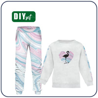 Children's tracksuit (MILAN) - FLAMINGO / WATERCOLOR - sewing set