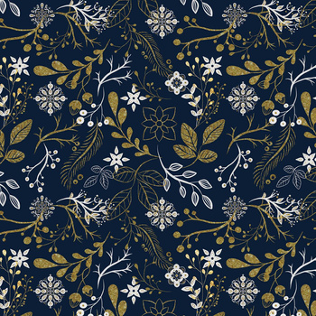 FOLK FLORAL pat. 1 / gold (FOLK FOREST)