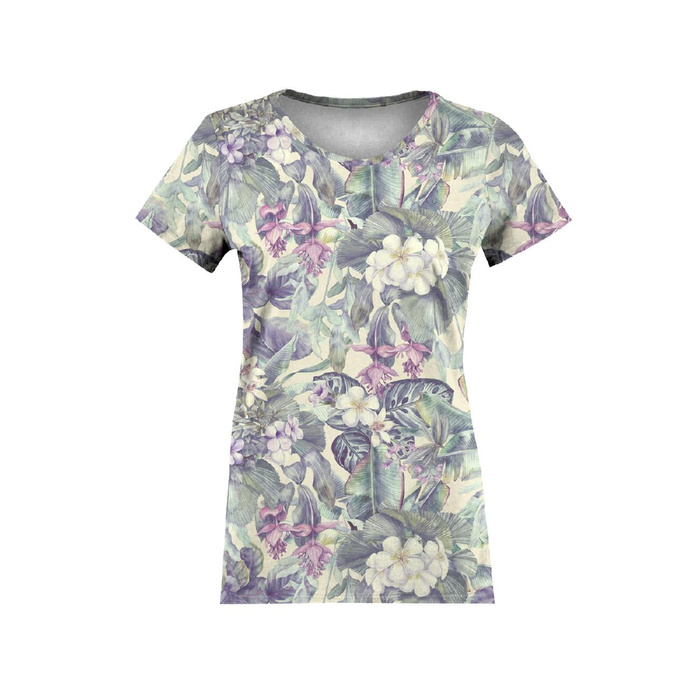 PURPLE FLORAL - looped knit fabric