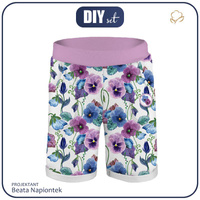 KID`S SHORTS (RIO) - PANSIES (BLOOMING MEADOW) - looped knit fabric