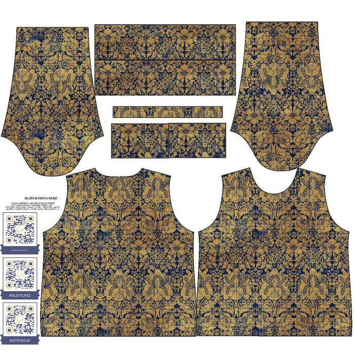 BLUZA DAMSKA (HANA) BASIC - MAGICZNE DAMASCO wz. 1 (MAGICZNA SZKOŁA) / złoty - dzianina pętelkowa - L