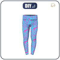 GIRLS THERMO LEGGINGS (DORA) - NEON ZEBRA PAT. 4  - sewing set