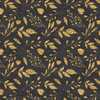 LEAVES pat. 11 (gold) / black - looped knit fabric with elastane