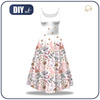 DRESS "ISABELLE" - FLOWERS (pattern no. 3) / white - sewing set XXL