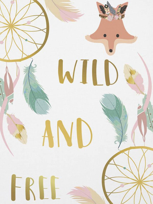 LISEK I ŁAPACZE SNÓW (WILD & FREE) - panel tkanina bawełniana