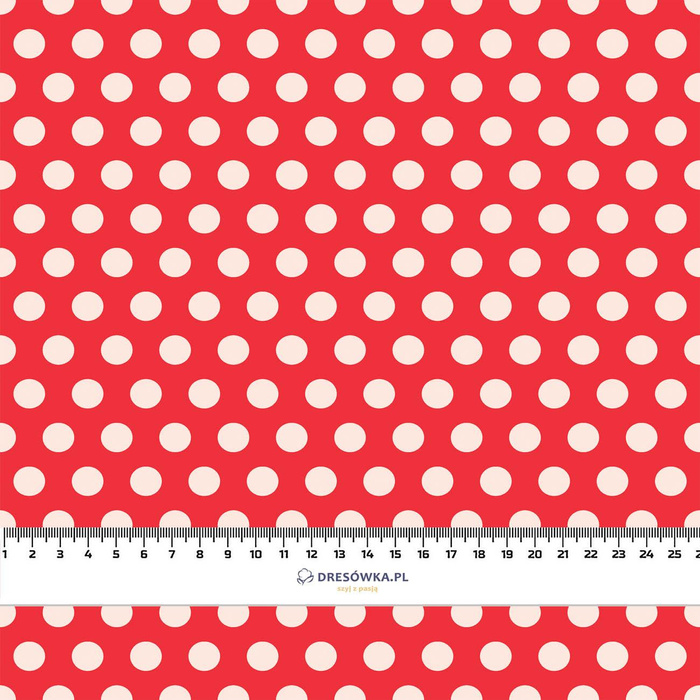 WHITE DOTS / red - Woven Fabric for tablecloths