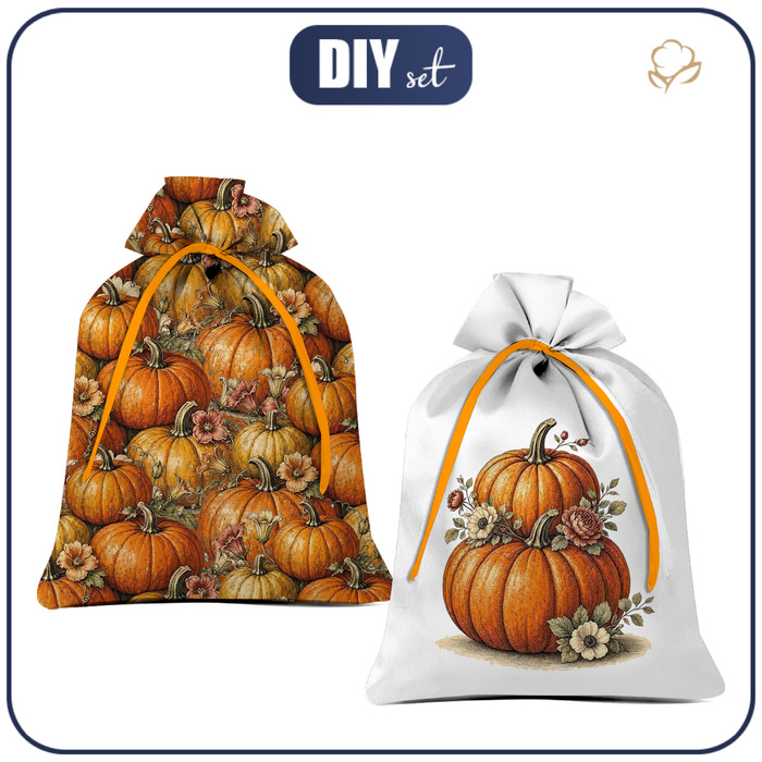 Woreczki prezentowe - PUMPKINS & FLOWERS - zestaw do uszycia