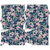 Bardot neckline blouse (SOFIA) - FLOWERS AND BUTTERFLIES / navy - sewing set XXL