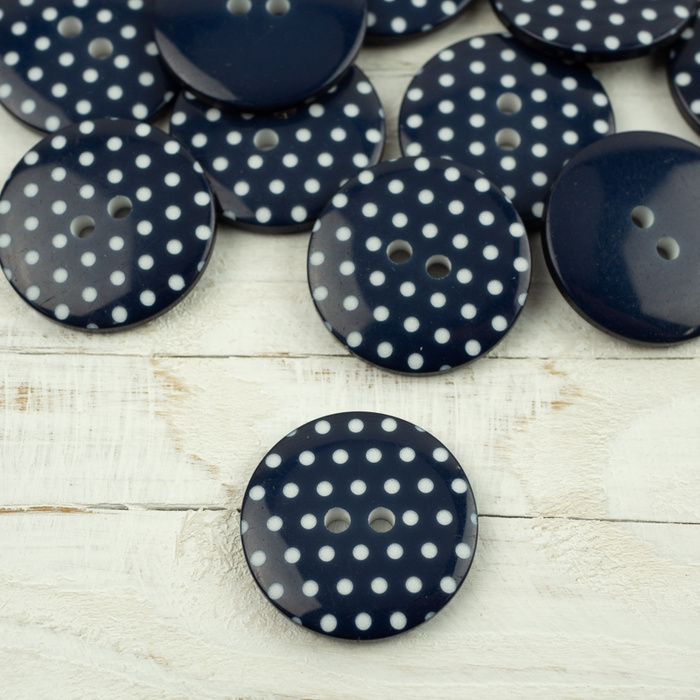 Plastic button with dots big - navy