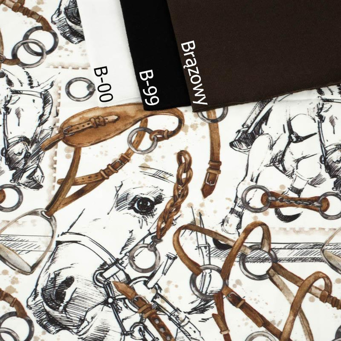 HORSE-RIDING (HOBBIES AND JOBS) / white -  Cotton woven fabric