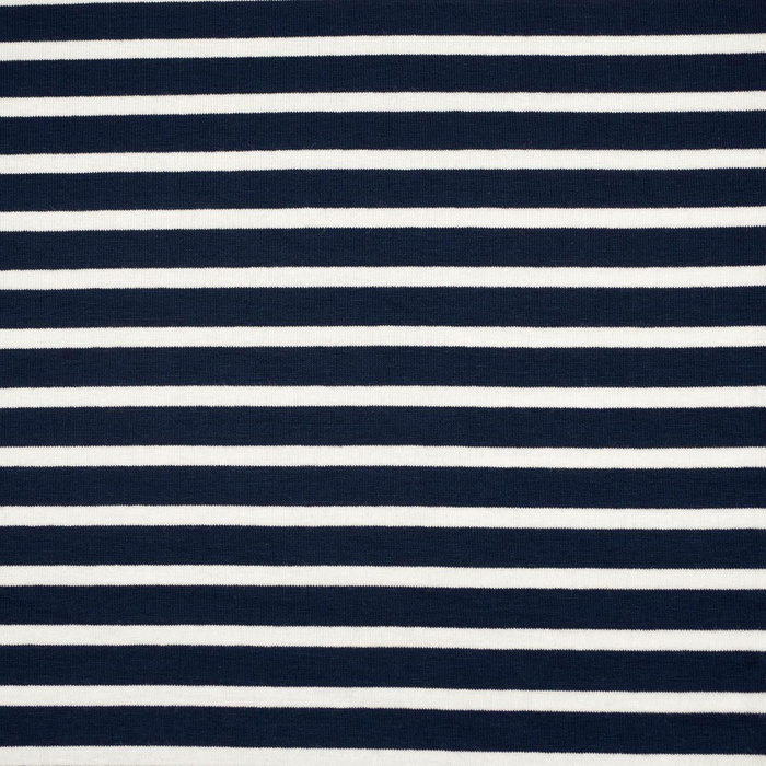 PRUHY TMAVĚ MODRÁ / BÍLÁ 1,0 cm x 0,5 cm - VISCOSE JERSEY