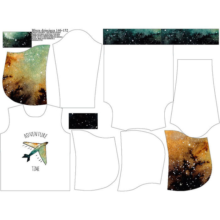 KID'S HOODIE (ALEX) - ADVENTURE TIME / galactic journey - looped knit fabric (134/140)