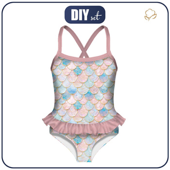 Strój kąpielowy dla dziewczynki - ŁUSKI wz. 2 - zestaw do uszycia 122-128