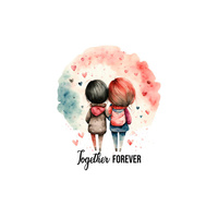 TOGETHER FOREVER / girls - Paneel (60cm x 50cm)  Baumwoll Webware