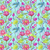 MINI EISVÖGEL UND MOHNBLUMEN (EISVÖGEL AUF DER WIESE) / aqua