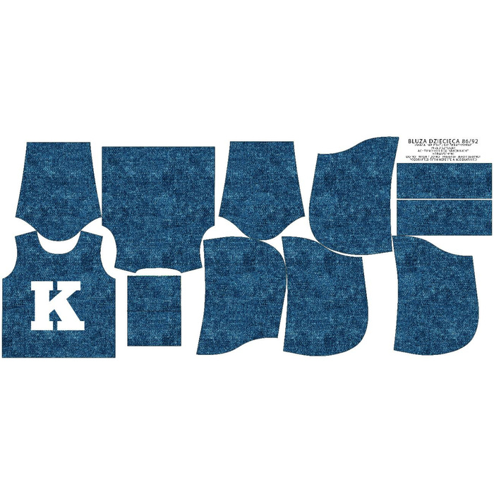 DZIECIĘCA BLUZA Z KAPTUREM (ALEX) - "K" / acid wash granatowy - dzianina pętelkowa (98/104)