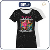 T-SHIRT DAMSKI - KOLOROWE LOVE / czarny - zestaw do uszycia XXL