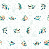 SEA ANIMALS PAT. 2 - Linen 100%