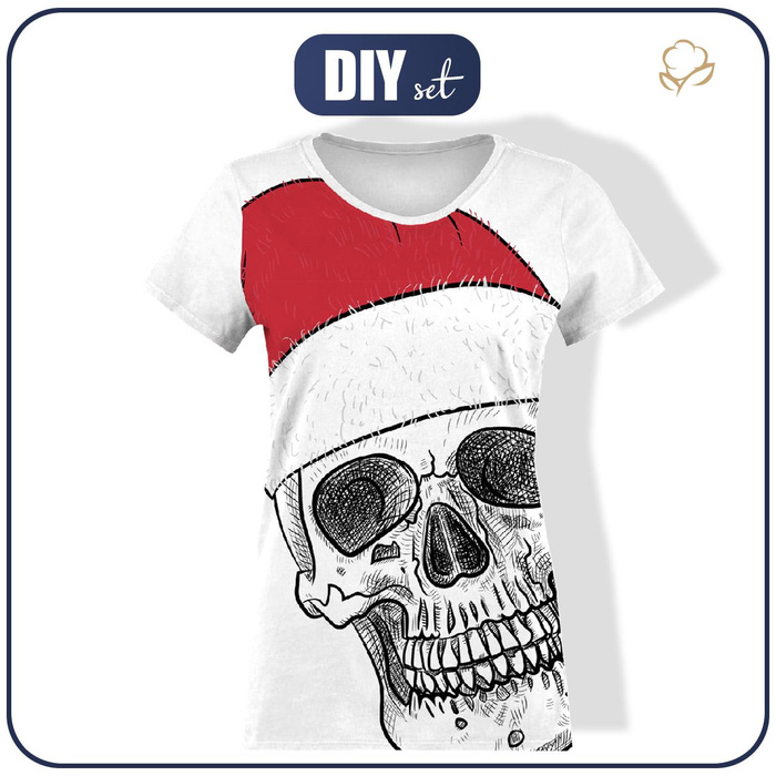 T-SHIRT DAMSKI - SANTA SKULL - single jersey S