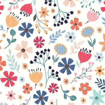 BUNTE BLUMEN / vanilla - Viskose-Jersey WE210