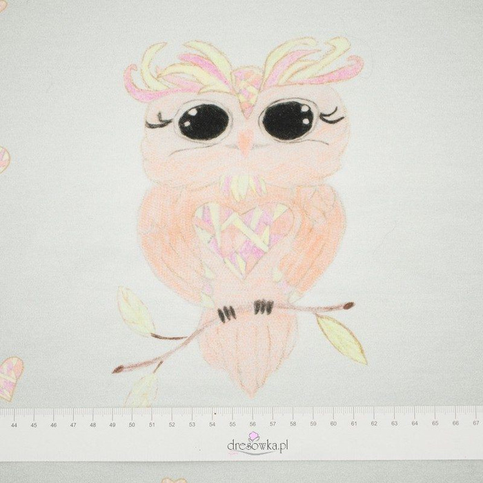 OWL / Hearts -  panel looped knit 