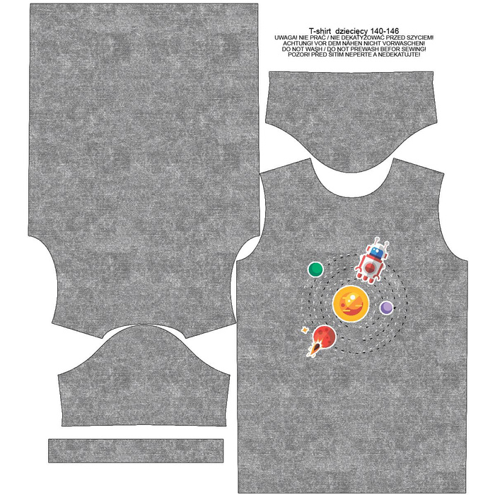 KID’S T-SHIRT - SOLAR SYSTEM (SPACE EXPEDITION) / ACID WASH GREY - single jersey